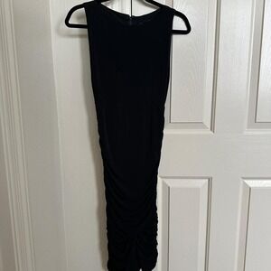 Alice + Olivia AIR Black Ruched Sleeveless Bodycon Midi Dress Size 2